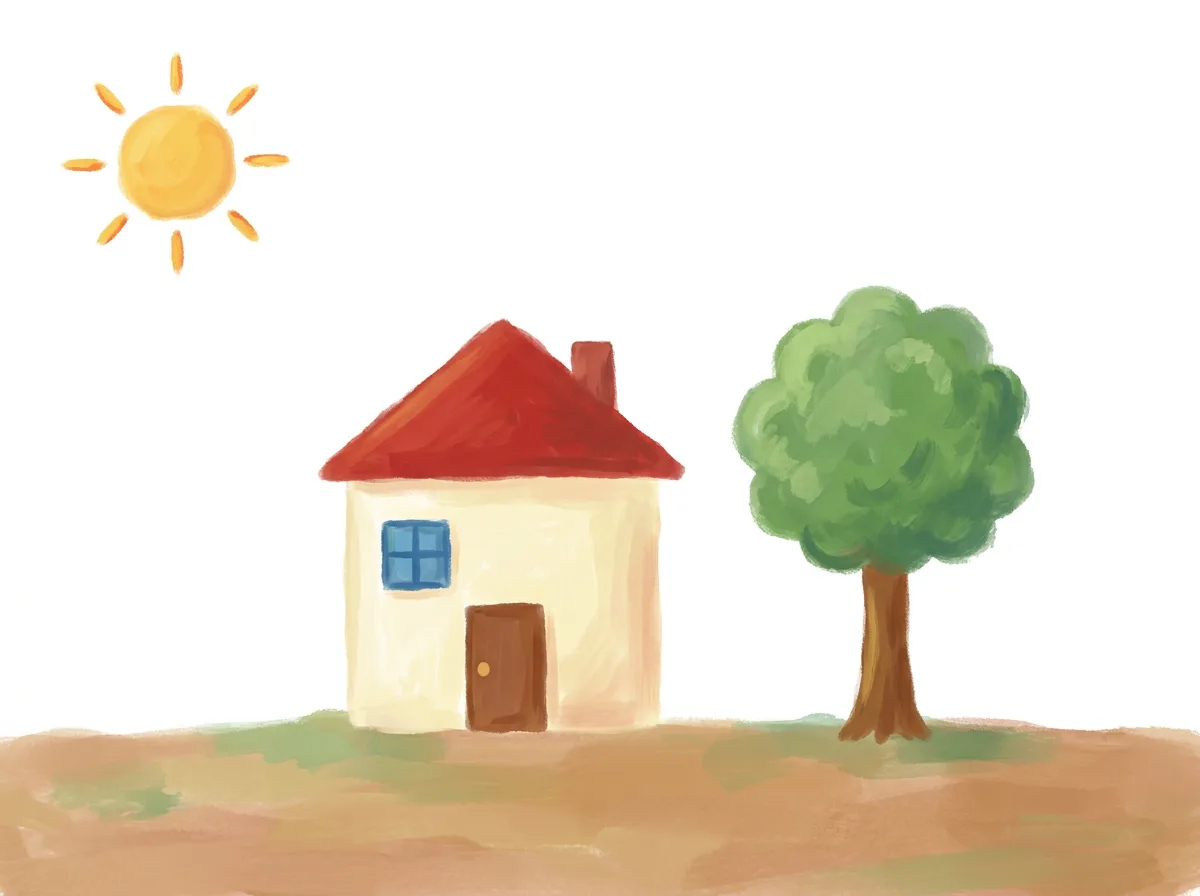 The same sketch finished as a storybook picture