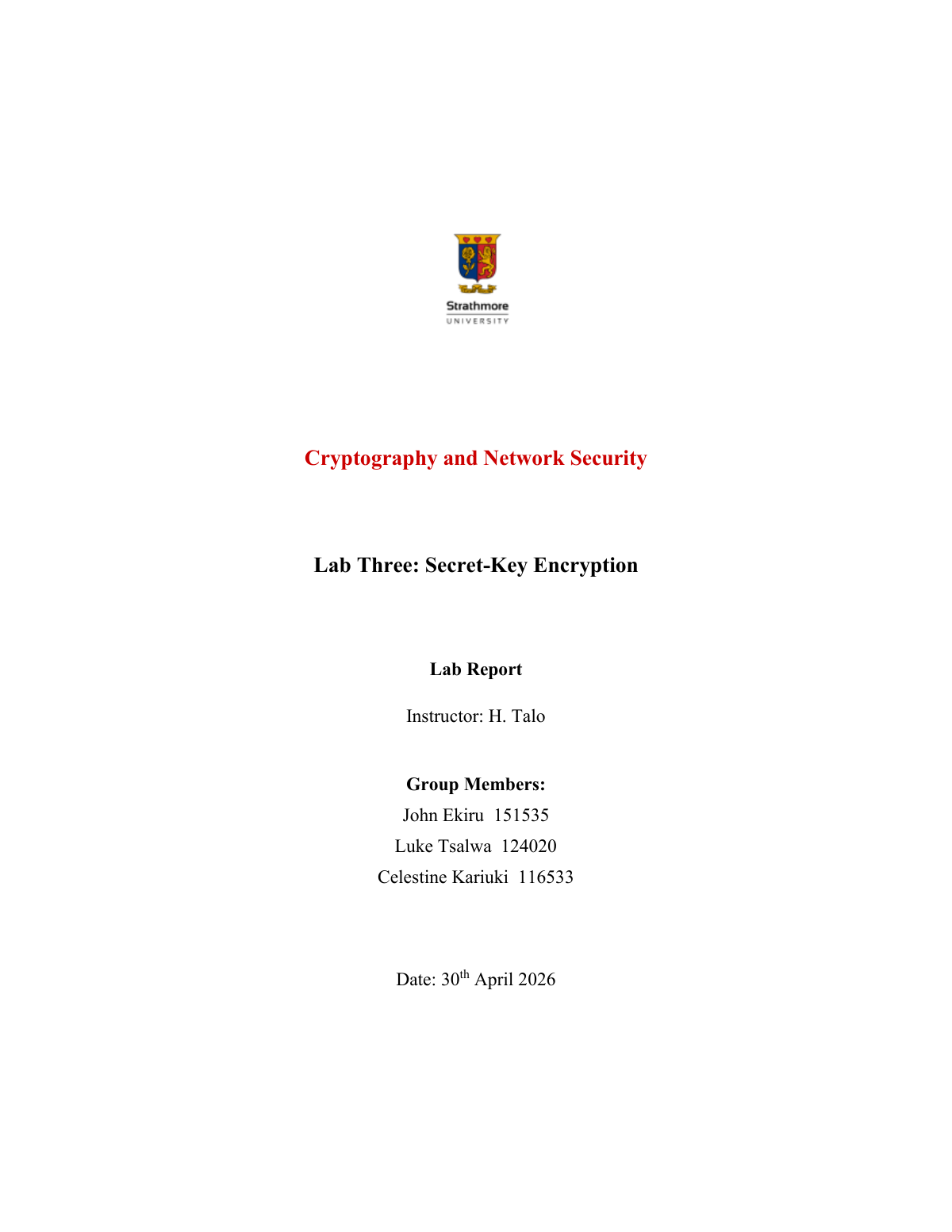 Strathmore Lab Report first page preview